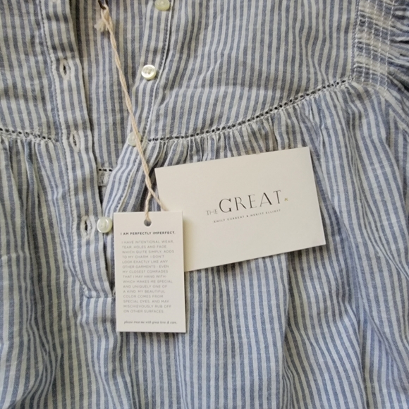THE GREAT. blue striped blouse - Picture 3 of 6